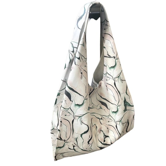 🕊️COS Marbled Genuine Leather Tote Shoulder Bag White Pink - Picture 2 of 12